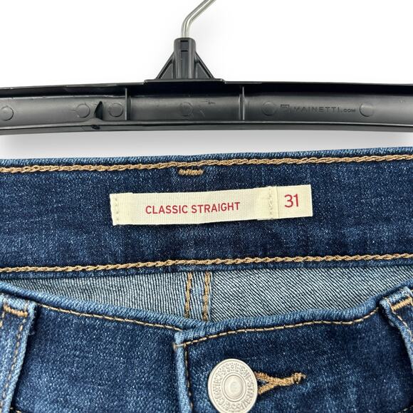Levi's Women's Classic Straight Dark Wash Jeans Size 31 Stretch Denim Pants EUC - Picture 4 of 7